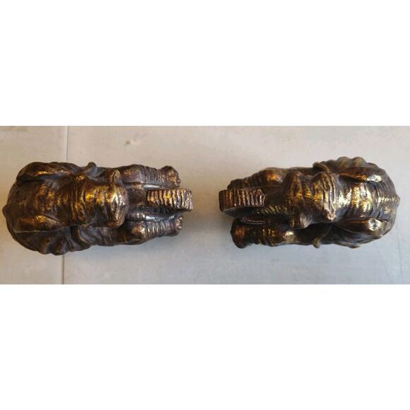 2 Feng Shui Gold Elegant Rearing Elephant Trunk Up Statue Figurine Brass Look 4" - Picture 6 of 7